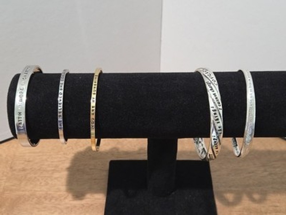 Lot Of 5 Inspirational/Religious  Quotes Cuff Bangle Bracelets Serenity,...
